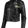 Nico Wolf Los Angeles Lakers Black Biker Leather Jacket