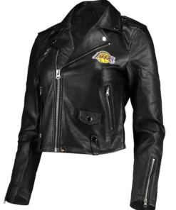 Nico Wolf Los Angeles Lakers Black Biker Leather Jacket