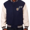Nolan Utah Jazz Navy Blue And White Wool Varsity Jacket