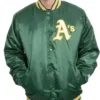 Oakland Athletics Starter Green Satin Bomber Jacket