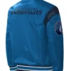 Odie Minnesota Timberwolves Blue Satin Varsity Jacket Back