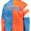 Oklahoma City Thunder Blue and Orange Satin Full Snap Jacket Back