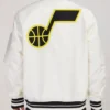 Ondricka Utah Jazz White Satin Varsity Jacket Back