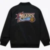 Philadelphia 76ers Black Bomber Satin Jacket Back
