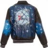 Philadelphia 76ers Black Leather Varsity Jacket Back