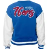 Philadelphia 76ers Blue Full Snap Wool Varsity Jacket Back