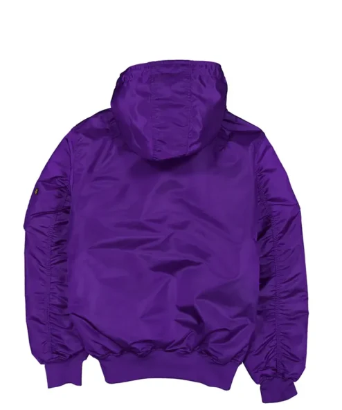 Philadelphia 76ers Purple Bomber Hooded Jacket Back