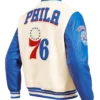 Philadelphia 76ers White And Blue Varsity Wool Jacket Back