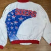 Philadelphia 76ers White Vintage Varsity Jacket Back