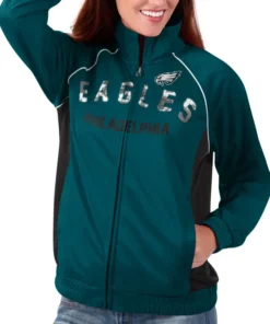 Philadelphia Eagles Edison Green Zip Track Jacket