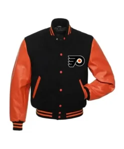 Philadelphia Flyers Black And Orange Letterman Varsity Jacket