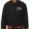 Philadelphia Flyers Black Full Snap Letterman Varsity Jacket