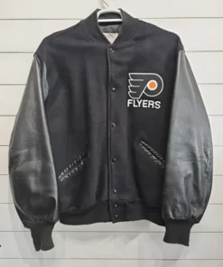 Philadelphia Flyers Black Full Snap Wool Varsity Jacket
