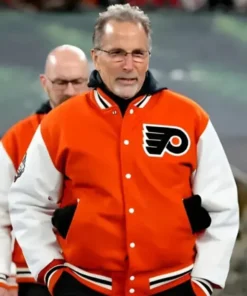 Philadelphia Flyers Orange And White Letterman Varsity Jacket