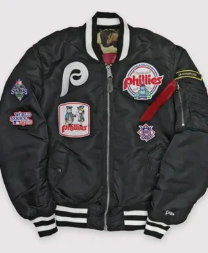 Philadelphia Phillies Black Ma-1 Varsity Jacket