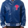 Philadelphia Phillies Navy Blue Bomber Leather Jacket