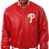 Philadelphia Phillies Red Varsity Leather Jacket