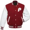 Philadelphia Phillies Wool Burgundy And White Varsity Jacket