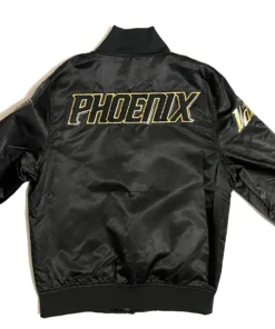 Phoenix Suns Black Satin Full Snap Varsity Jacket Back