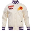 Phoenix Suns White Satin Full Snap Varsity Jacket