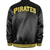 Pirates Black Full Snap Satin Varsity Jacket Back