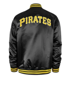 Pirates Black Full Snap Satin Varsity Jacket Back