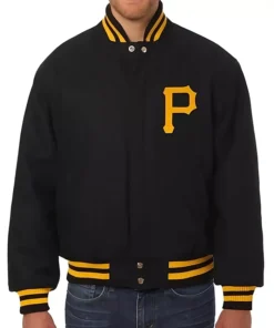 Pirates Black Letterman Wool Varsity Jacket