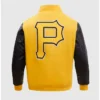 Pirates Full Snap Yellow Wool Varsity Jacket Back
