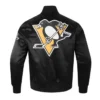 Pittsburgh Penguins Black Classic Satin Varsity Jacket For Sale