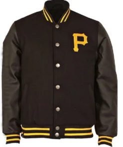 Pittsburgh Pirates Black Full Snap Wool Varsity Jacket