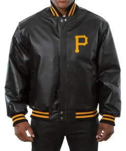 Pittsburgh Pirates Black Leather Varsity Jacket