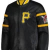 Pittsburgh Pirates Black Leather Zip Baseball Jacket