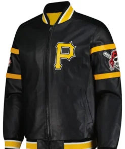 Pittsburgh Pirates Black Leather Zip Baseball Jacket