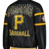 Pittsburgh Pirates Black Leather Zip Baseball Jacket Back