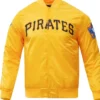 Pittsburgh Pirates Yellow Satin Full Snap Varsity Jacket