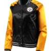 Pittsburgh Steelers Black and Gold Full-Snap Satin Varsity Jacket