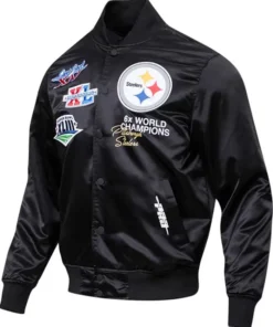 Pittsburgh Steelers Super Bowl Black Satin Jacket