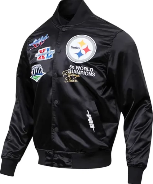 Pittsburgh Steelers Super Bowl Black Satin Jacket