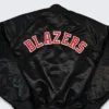 Portland Trail Blazers Black Satin Varsity Jacket Back