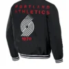 Portland Trail Blazers Black Wool Full Snap Varsity Jacket Back