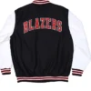 Portland Trail Blazers Black and White Wool Varsity Jacket Back