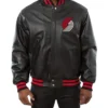 Portland Trail Blazers Leather Black Bomber Jacket