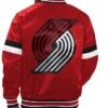 Portland Trail Blazers Red Satin Varsity Jacket Back