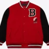Portland Trail Blazers Red and Black Full Snap Varsity Jacket