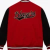 Portland Trail Blazers Red and Black Full Snap Varsity Jacket Back