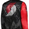 Portland Trail Blazers Red and Black Satin Jacket Back