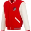 Portland Trail Blazers Red and White Wool Varsity Jacket