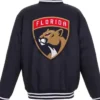 Rath Florida Panthers Front Hit Poly Twill Navy Varsity Jacket For Men and Women