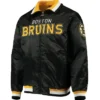 Reba Sauer Boston Bruins Starter Black Bomber Jacket