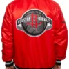 Richie Robel Houston Rockets Red Full Snap Satin Varsity Jacket Back
